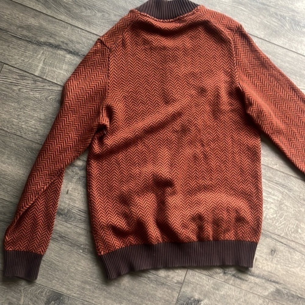 Sean John sweater Men's size 3 XL orange and brown 3/4 zip athleisure - Picture 8 of 10